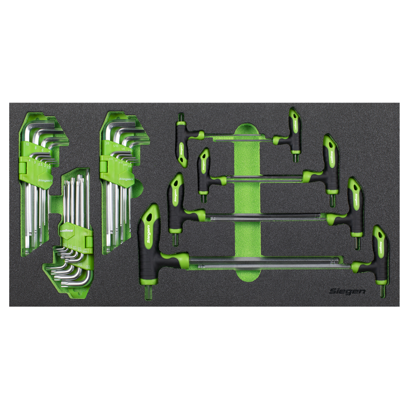 Sealey S01280 Siegen T-Handle & Standard Hex/TRX-Star* Key Set with Tool Tray 35pc - additional view 4