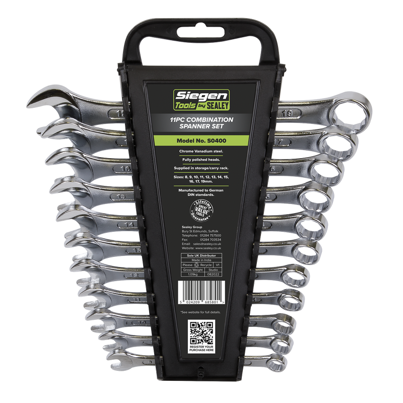 Sealey S0400 Siegen Combination Spanner Set 11pc - additional view 2