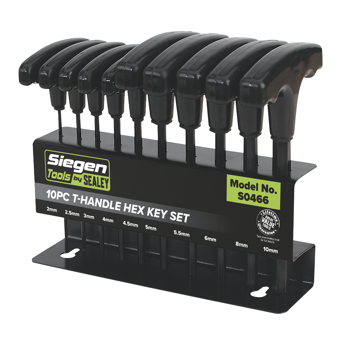 Sealey S0466 Siegen T-Handle Hex Key Set 10pc - additional view 2