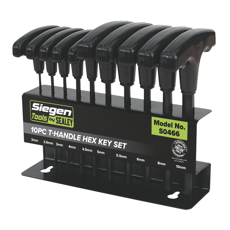 Sealey S0466 Siegen T-Handle Hex Key Set 10pc - additional view 2