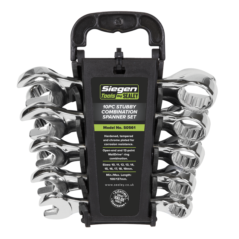 Sealey S0561 Siegen Stubby Combination Spanner Set 10pc - additional view 3