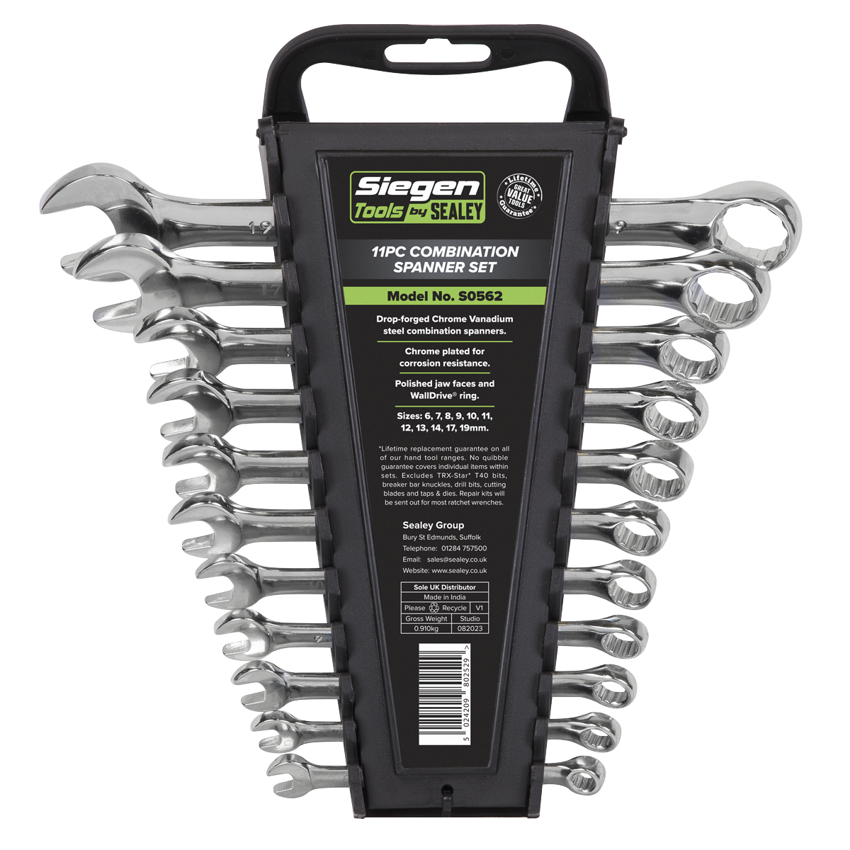 Sealey S0562 Siegen Combination Spanner Set 6-19mm 11pc - additional view 2