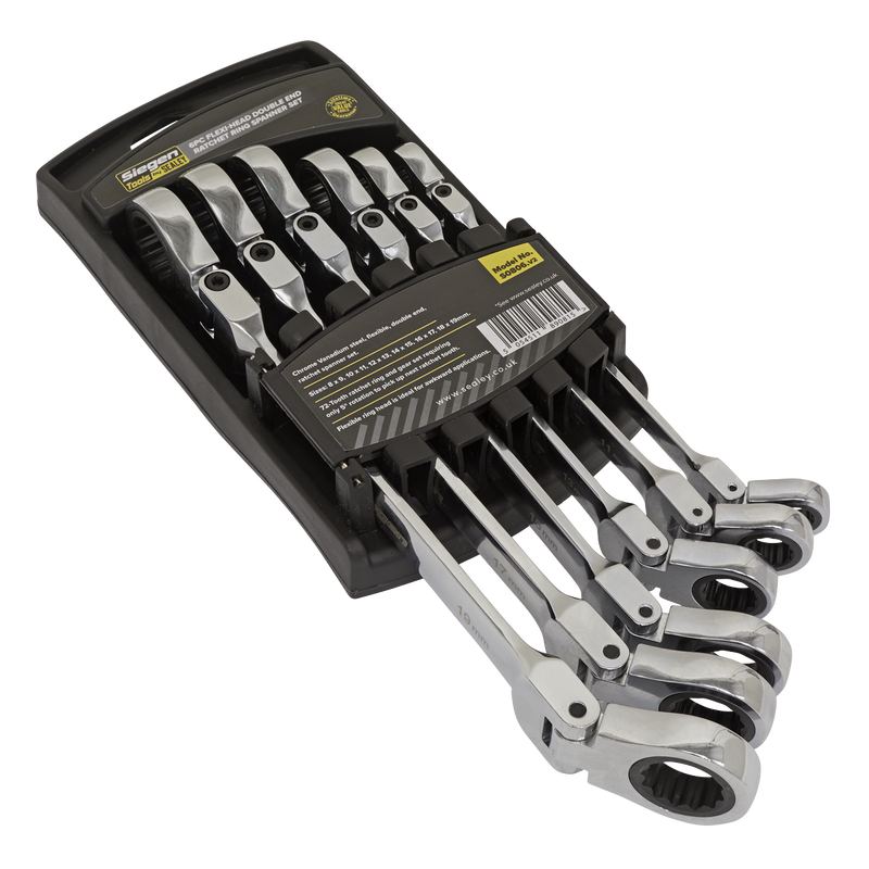 Sealey S0806 Siegen Flexi-Head Double End Ratchet Ring Spanner Set 6pc - additional view 2