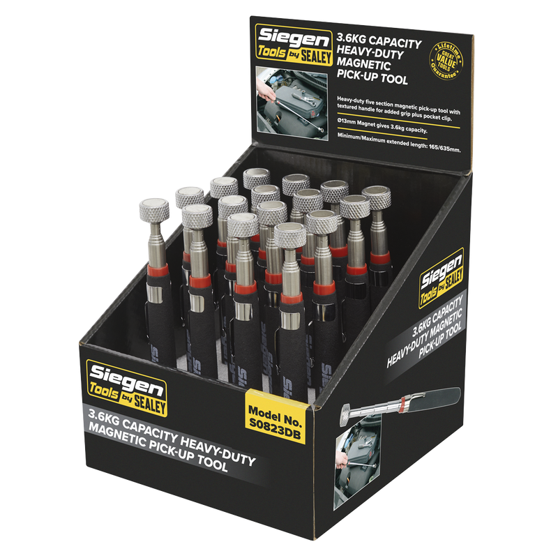 Sealey S0823DB Siegen Heavy-Duty Magnetic Pick-Up Tool 3.6kg Capacity - Display Box of 16 - additional view 2
