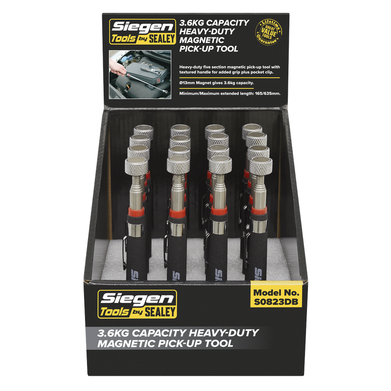 Sealey S0823DB Siegen Heavy-Duty Magnetic Pick-Up Tool 3.6kg Capacity - Display Box of 16 - additional view 3