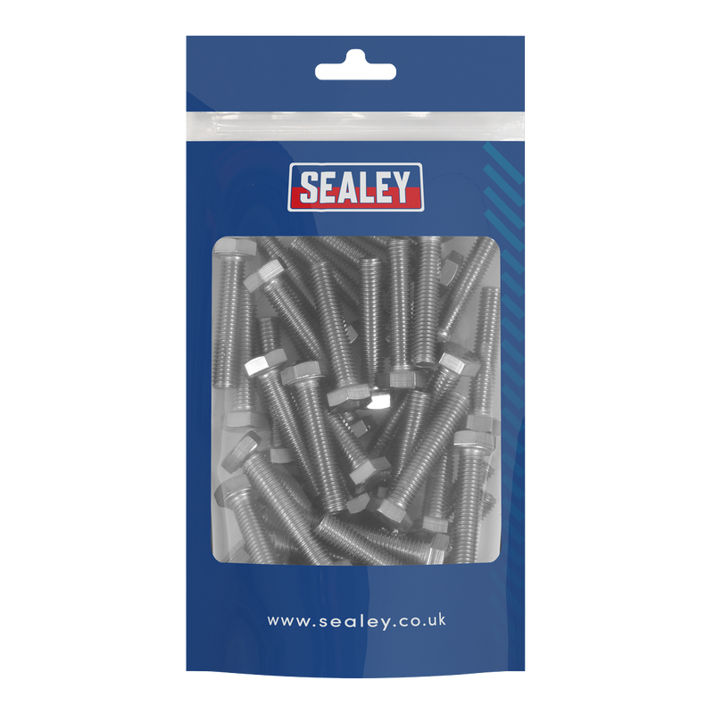 Sealey S840S Stainless Steel Set Screw M8 x 1.25 Pitch, DIN 933 - Pack of 50