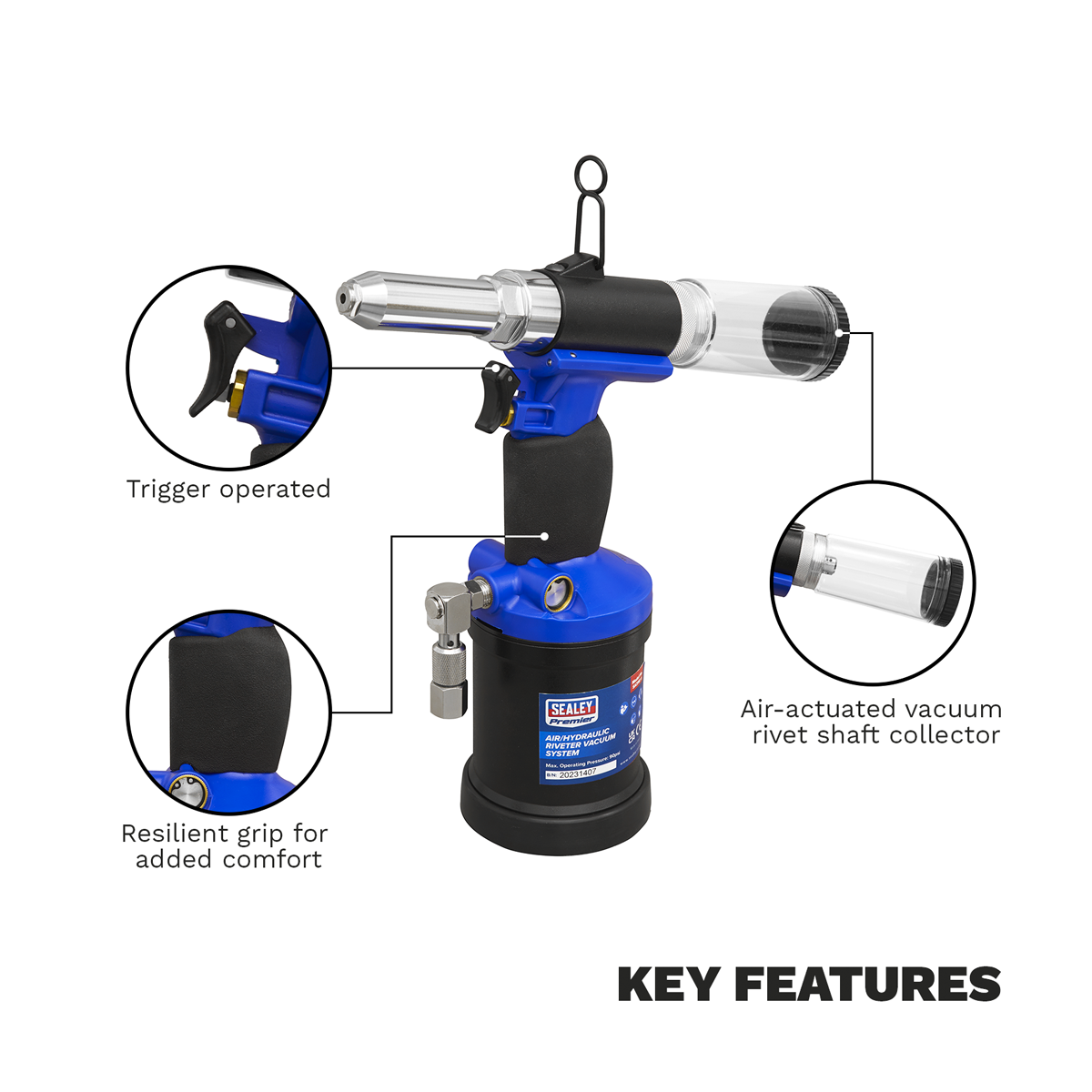 Sealey SA316 Air/Hydraulic Riveter Vacuum System - additional view 7