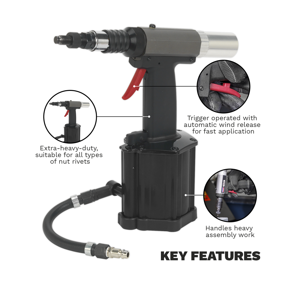 Sealey SA317 Air/Hydraulic Nut Riveter Vacuum System - additional view 4