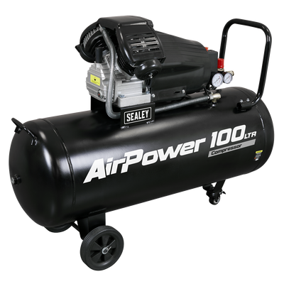 Sealey SAC10030VA 100L V-Twin Direct Drive Air Compressor 3hp