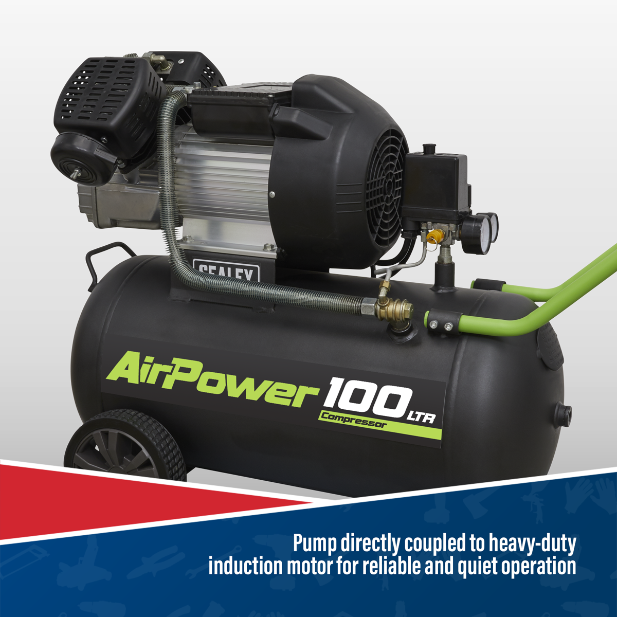 Sealey SAC10030VE 100L V-Twin Direct Drive Air Compressor 3hp - additional view 13
