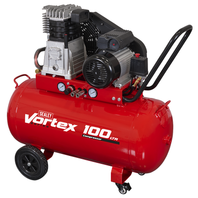 Sealey SAC1103B 100L Belt Drive Air Compressor with Cast Cylinders & Wheels 3.5hp
