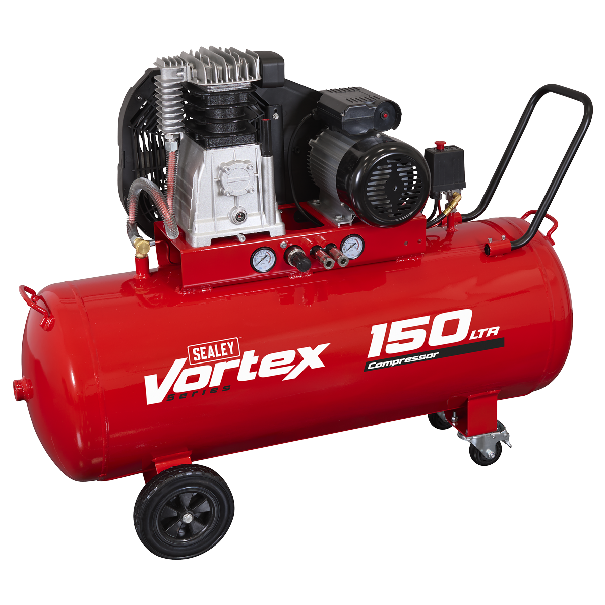 Sealey SAC1153B 150L Belt Drive Air Compressor with Cast Cylinders & Wheels 3.5hp - additional view 2