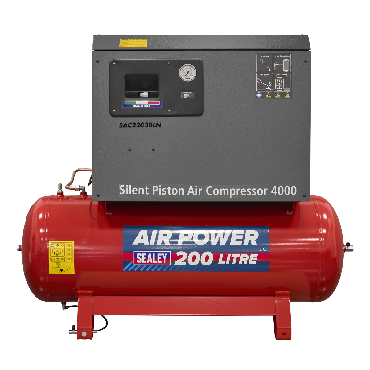 Sealey SAC2203BLN 200L Low Noise Belt Drive Air Compressor with Cast Cylinders 3hp - additional view 5