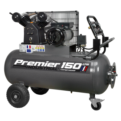 Sealey SAC3153B Premier 150L Belt Drive Air Compressor with Front Control Panel 3hp