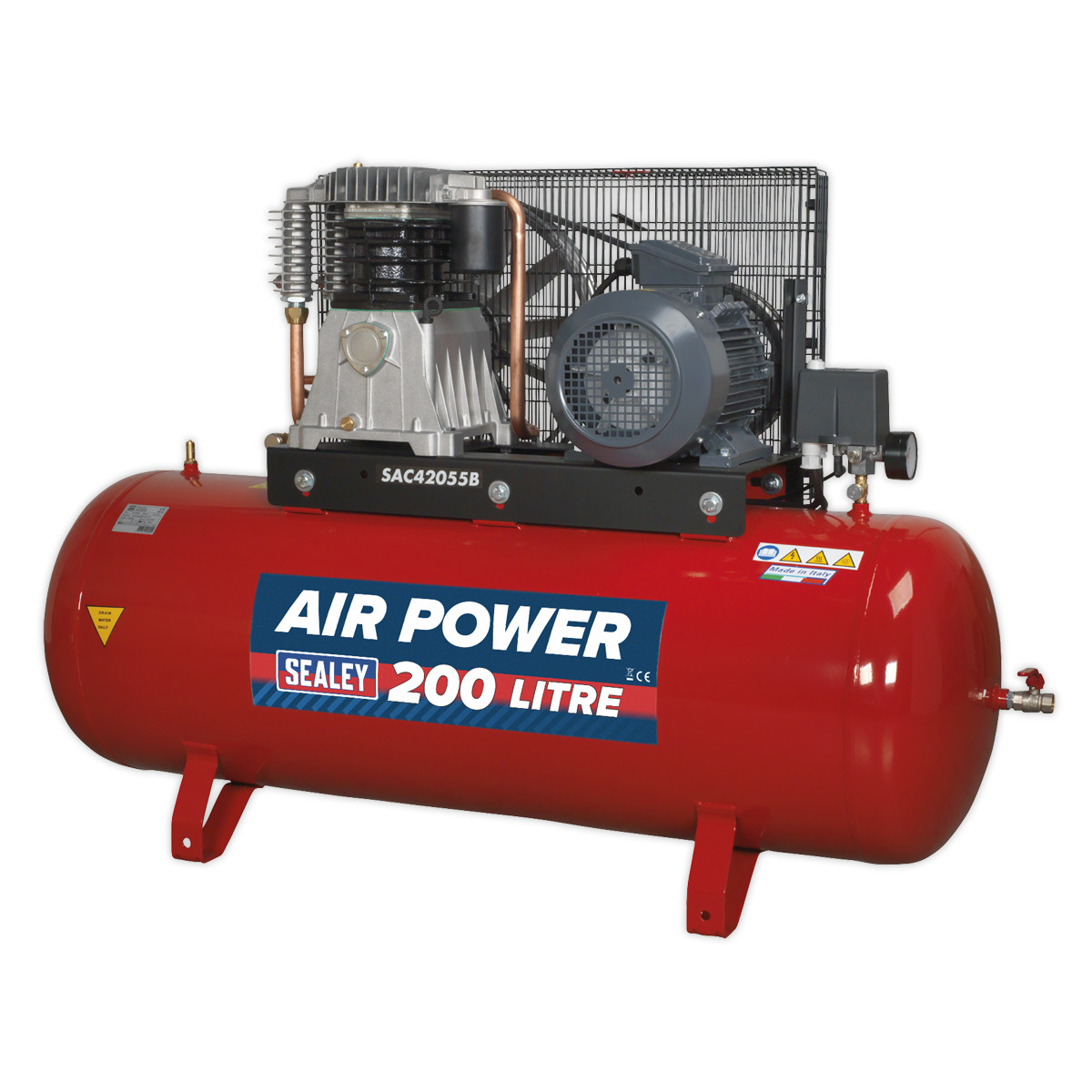 Sealey SAC42055B 200L Belt Drive Air Compressor with Cast Cylinders 5.5hp 2-Stage