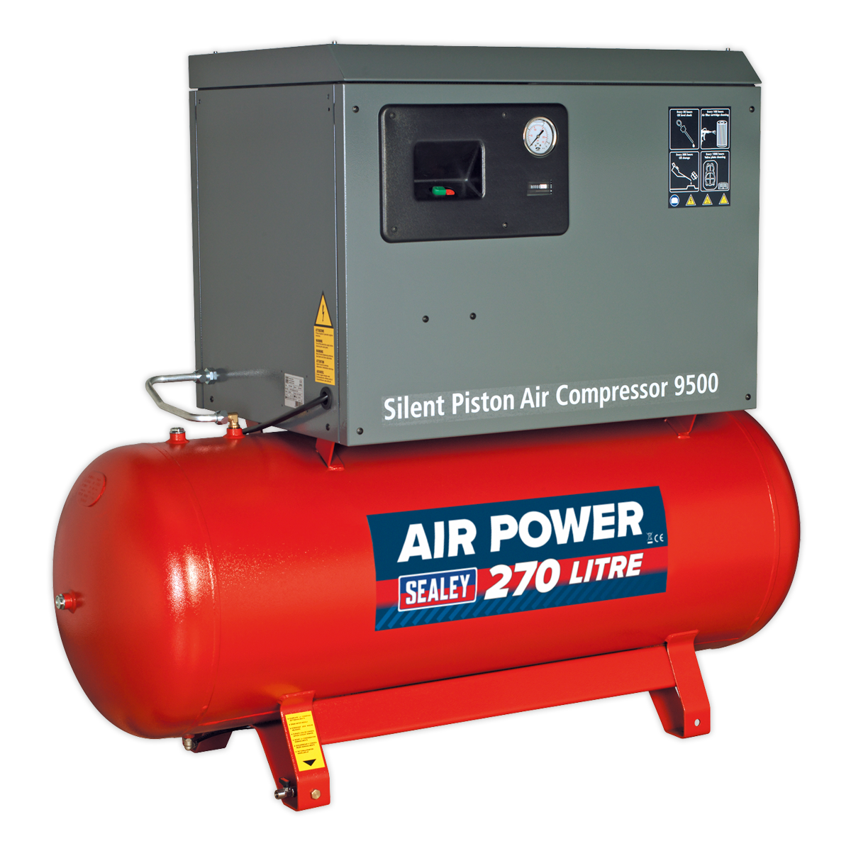 Sealey SAC72775BLN 270L Low Noise Belt Drive Air Compressor with Cast Cylinders 7.5hp 2-Stage - additional view 4