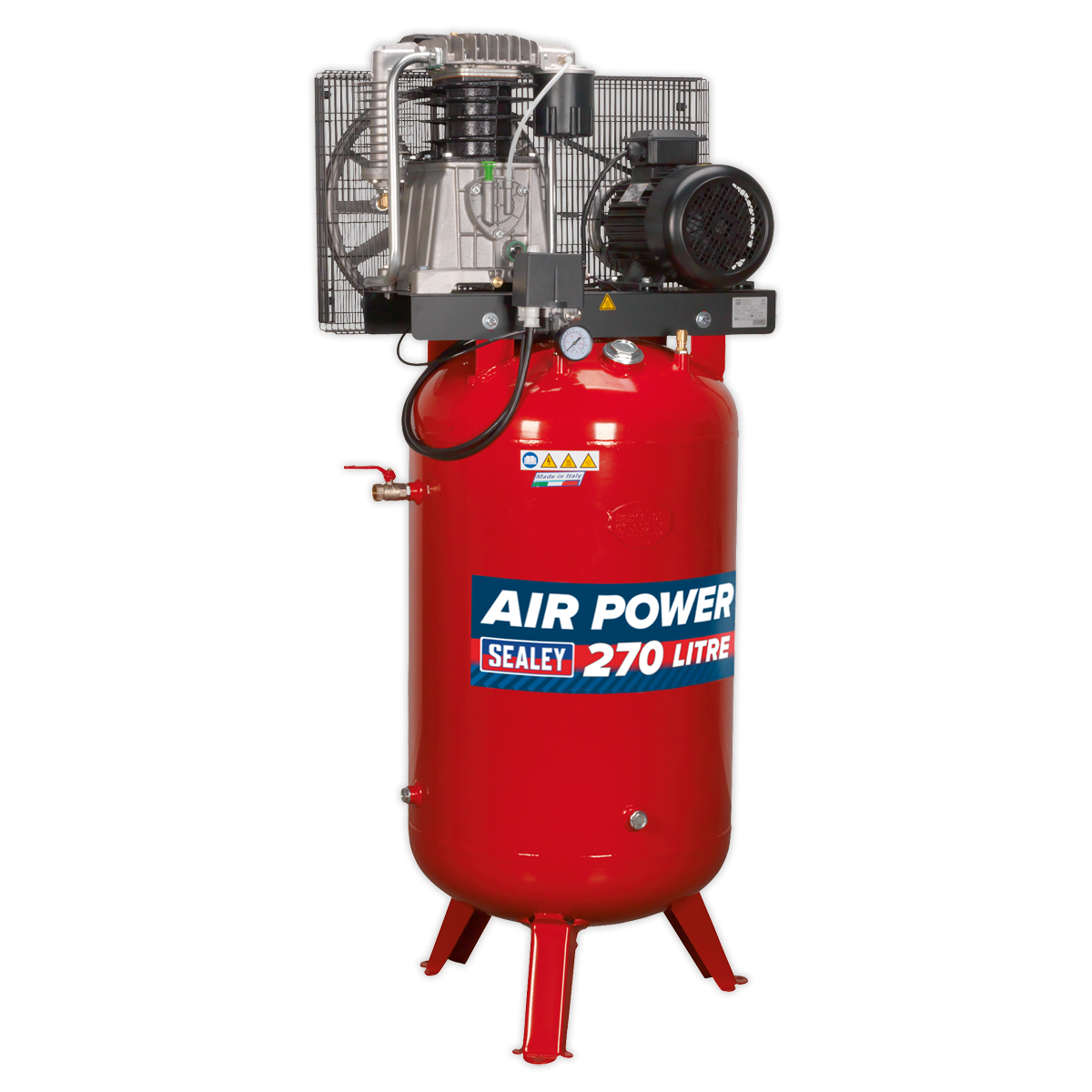Sealey SACV52775B 270L Vertical Belt Drive Air Compressor with Cast Cylinders 7.5hp 2-Stage