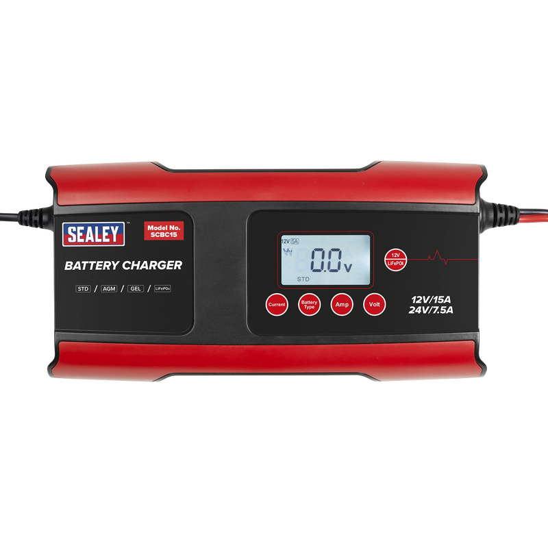 Sealey SCBC15 12/24V Compact Smart Battery Charger & Maintainer 15A - additional view 2