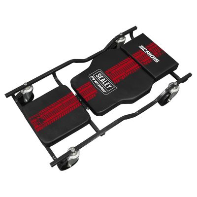 Sealey SCR101S Steel Creeper with 4 Rough Ground 5" Wheels & Adjustable Back/Headrest