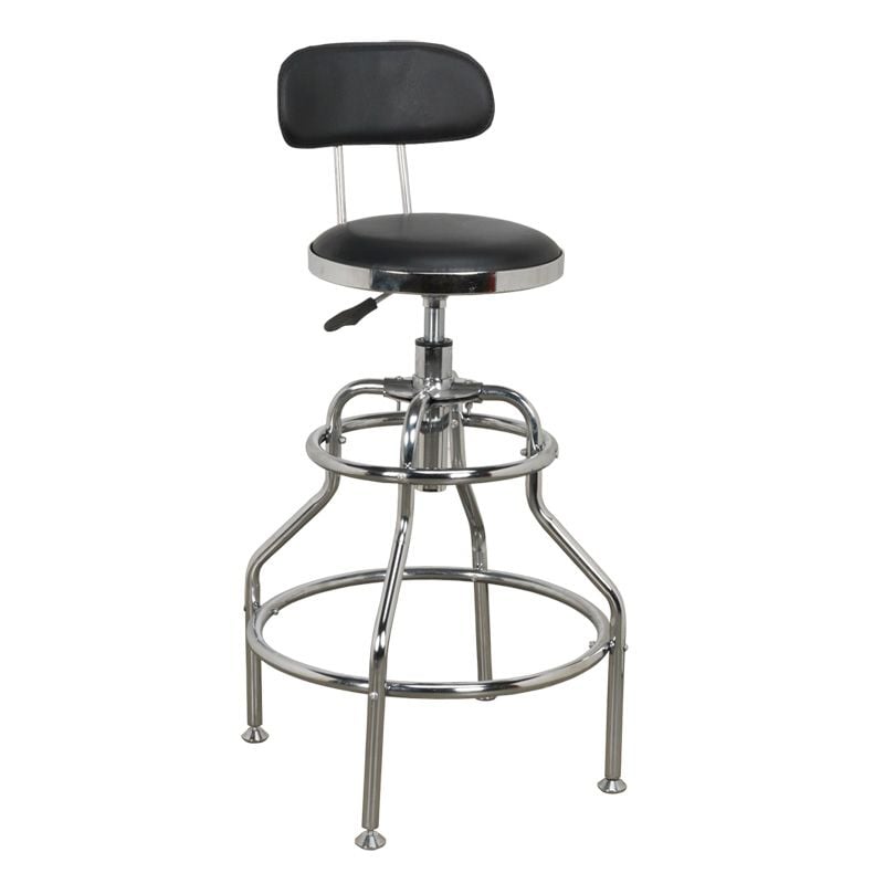 Sealey SCR14 Workshop Stool Pneumatic with Adjustable Height Swivel Seat & Back Rest - Workshop Stools