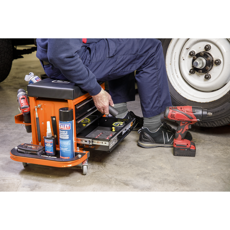 Sealey SCR18O Mechanic's Utility Seat & Toolbox - Orange - additional view 10
