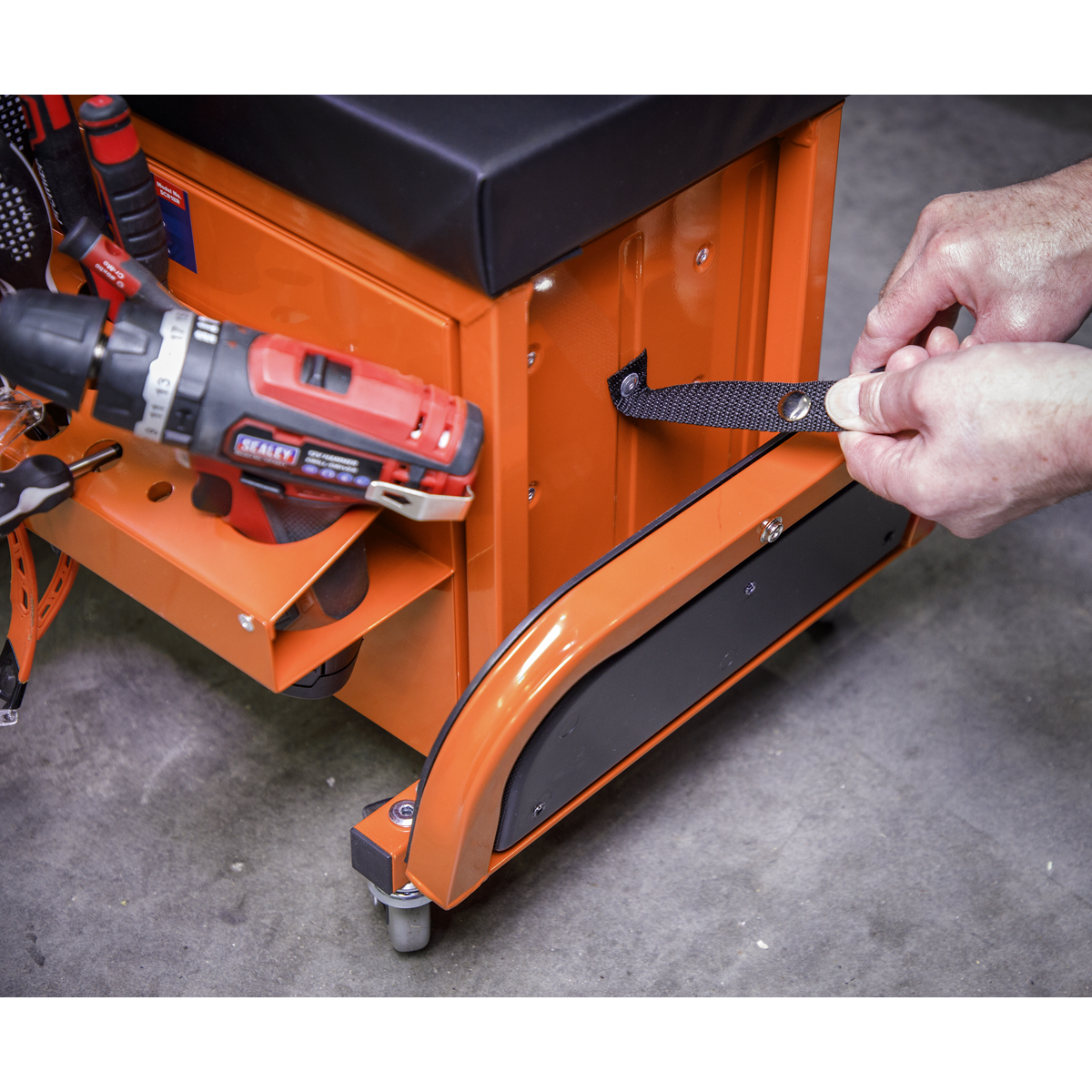 Sealey SCR18O Mechanic's Utility Seat & Toolbox - Orange - additional view 7