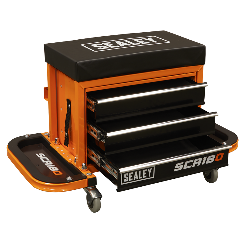 Sealey SCR18O Mechanic's Utility Seat & Toolbox - Orange - additional view 9