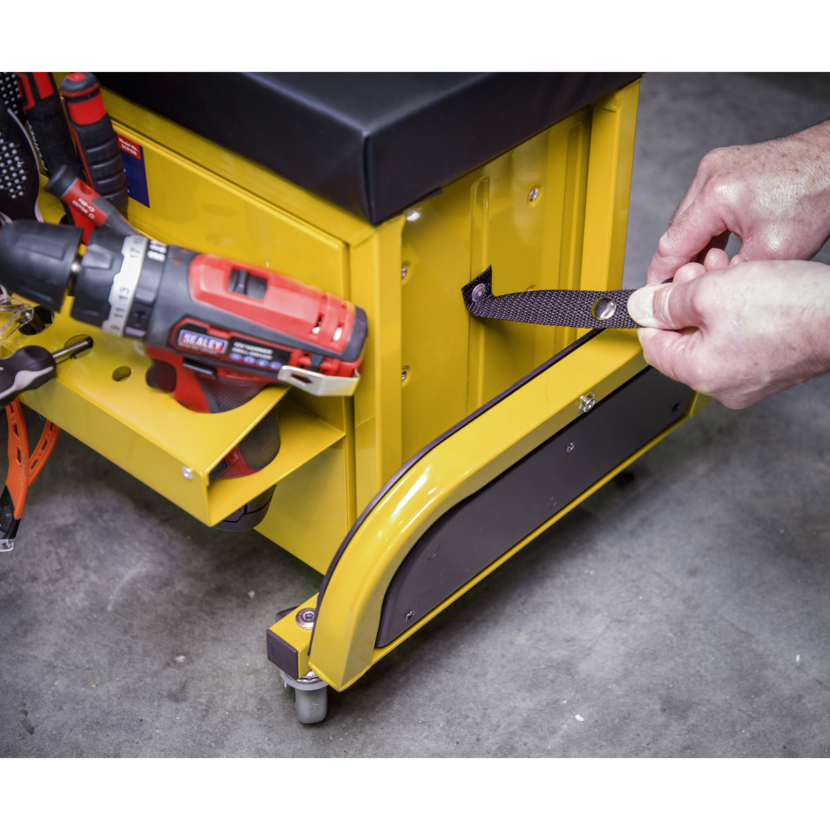 Sealey SCR18Y Mechanic's Utility Seat & Toolbox - Yellow - additional view 7