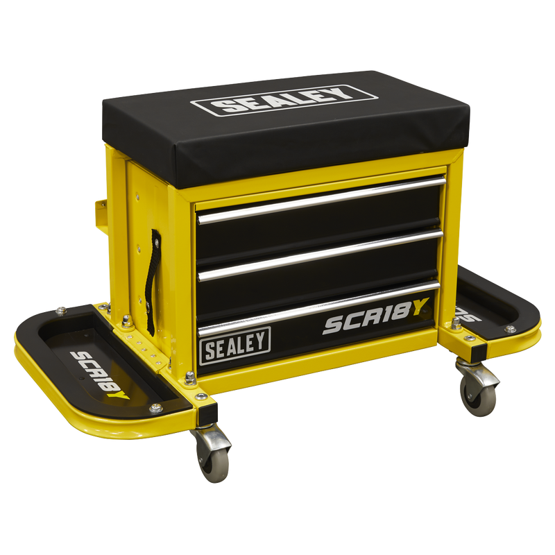 Sealey SCR18Y Mechanic's Utility Seat & Toolbox - Yellow