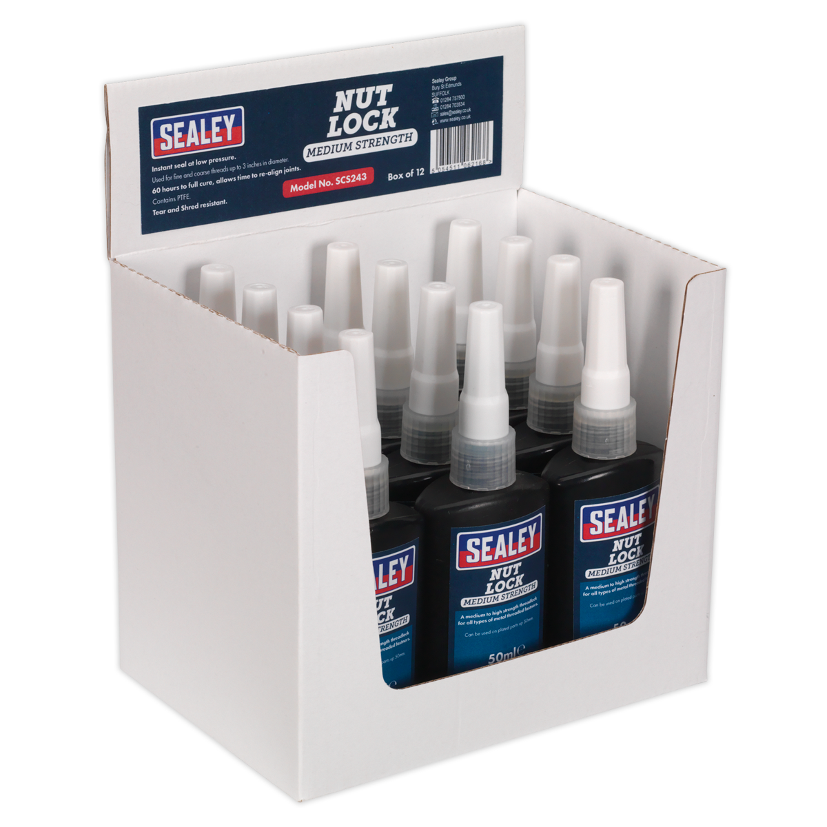 Sealey SCS243 Medium Strength Nut Lock 50ml - Pack of 12