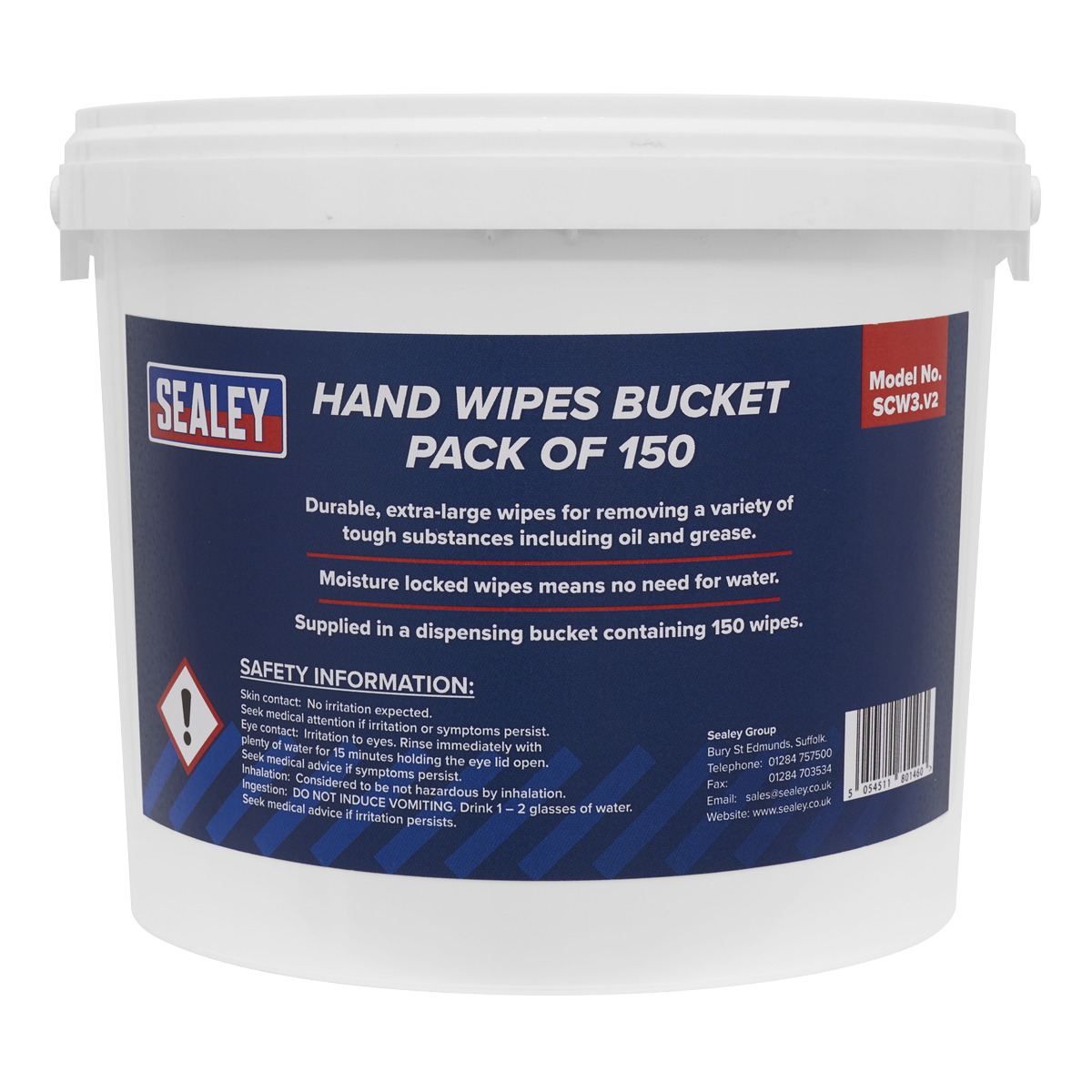 Sealey SCW3 Hand Wipes Bucket - Pack of 150 - additional view 2