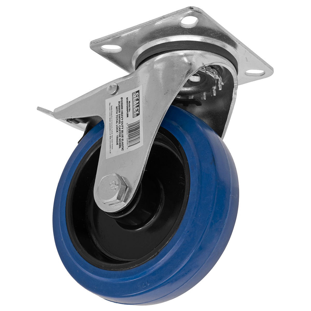 Sealey SCW3125SPLEM 125mm Castor Wheel with Swivel Plate & Total Lock