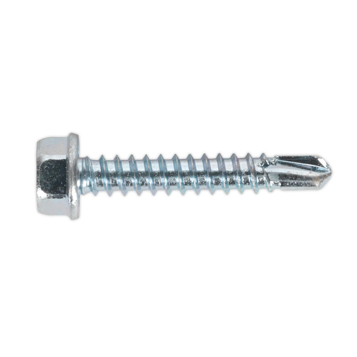 Sealey SDHX4225 Zinc Plated Self-Drilling Hex Head Screw 4.2 x 25mm - Pack of 100