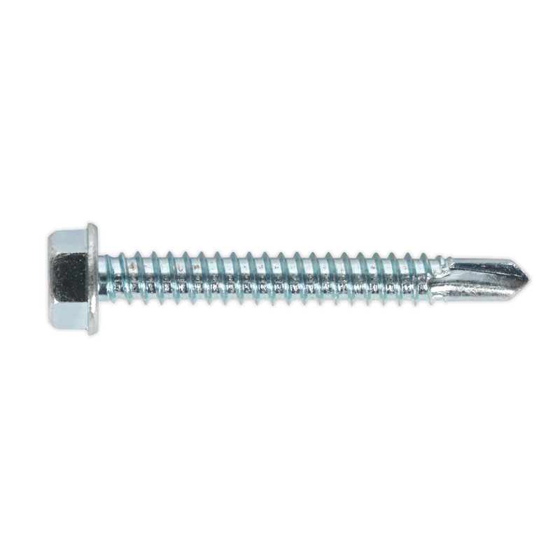Sealey SDHX6350 Zinc Plated Self-Drilling Hex Head Screw 6.3 x 50mm - Pack of 100
