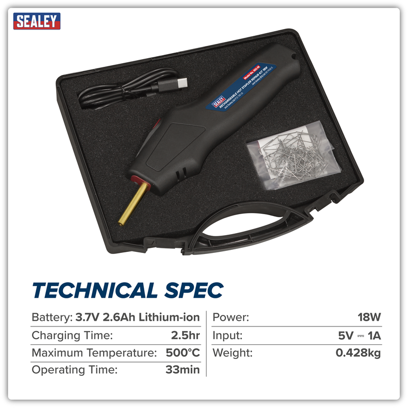Sealey SDL16 Rechargeable Hot Stapler Repair Kit 18W - additional view 11