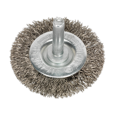 Sealey SFBS50 50mm Crimped Flat Wire Brush with 6mm Shaft