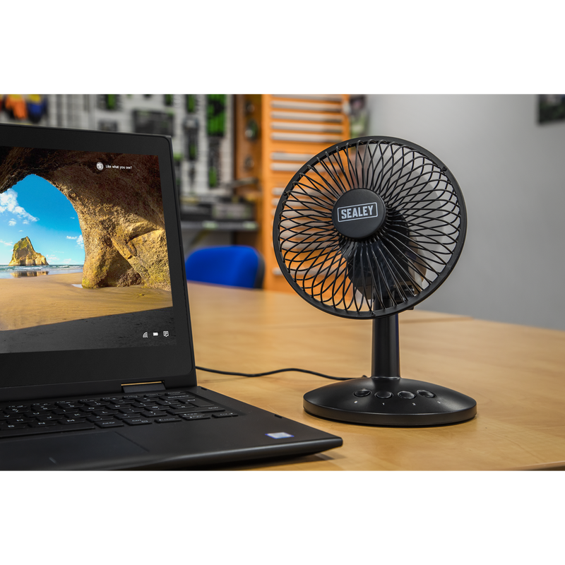 Sealey SFF6USB 6" Small Oscillating USB Desk Fan 3-Speed - additional view 2