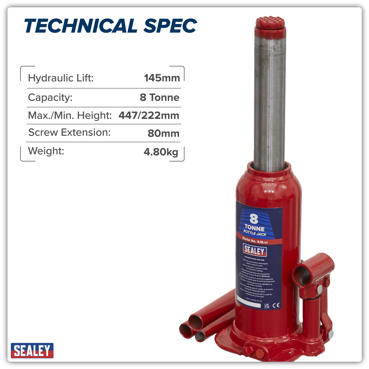 Sealey SJ8 Bottle Jack 8 Tonne - additional view 8