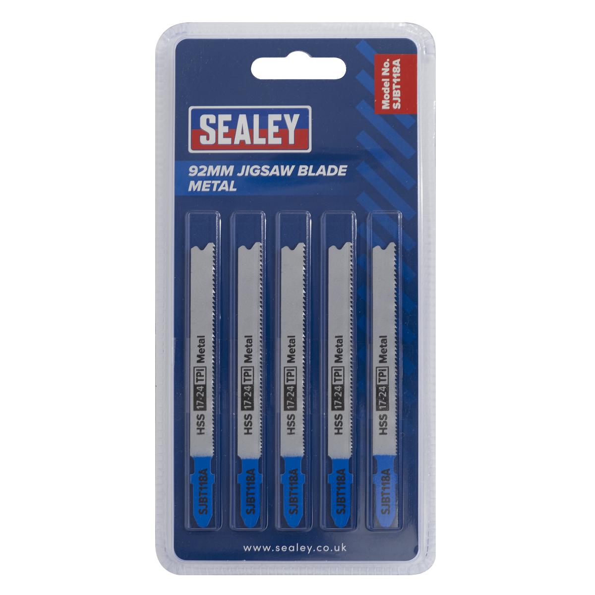 Sealey SJBT118A Jigsaw Blade for Metal 92mm 17-24tpi - Pack of 5 - additional view 2