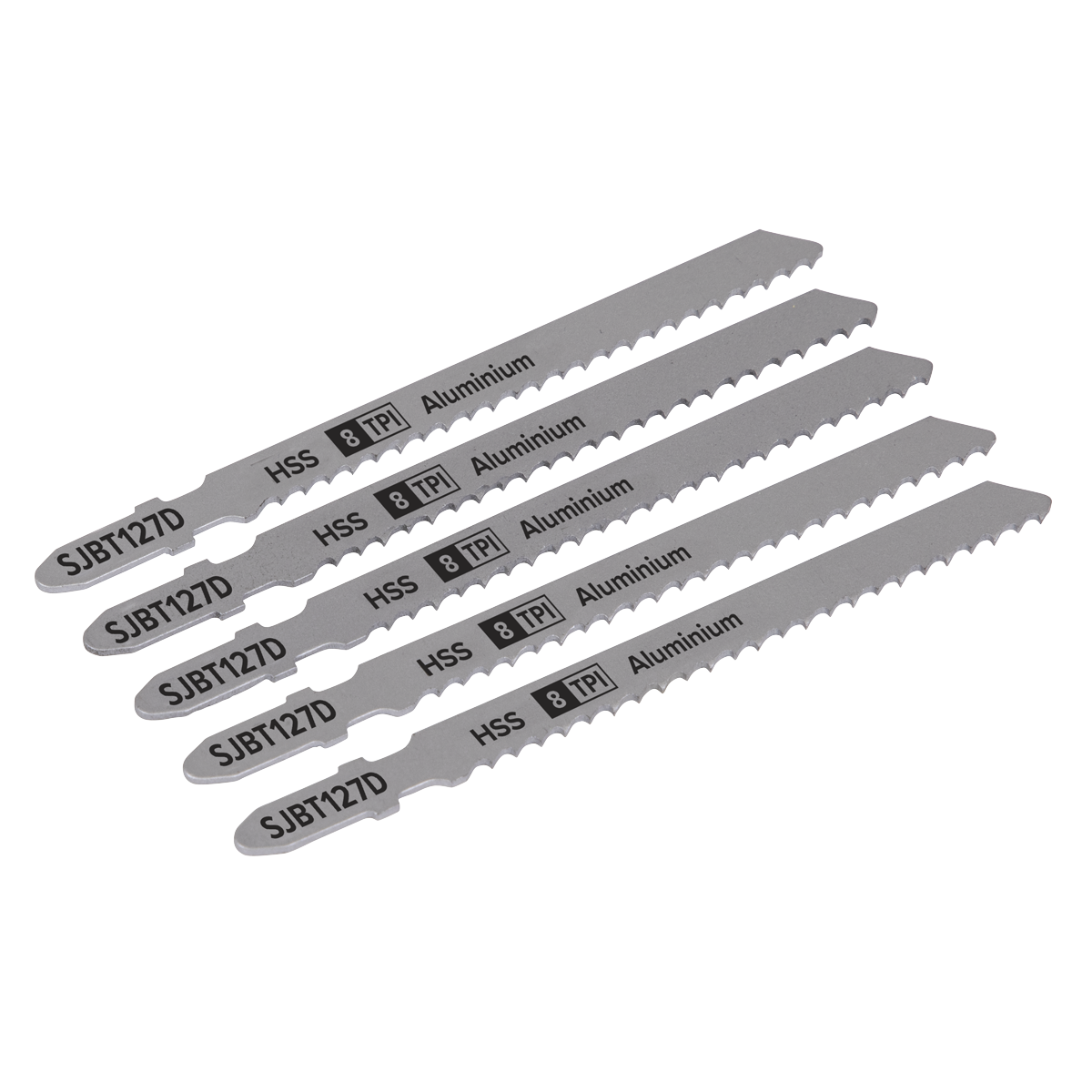 Sealey SJBT127D Jigsaw Blade for Aluminium 100mm 8tpi - Pack of 5