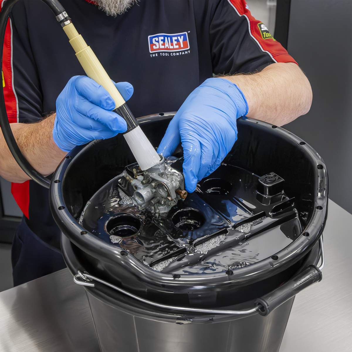 Sealey SM220 Portable Parts Washer Bucket with Brush 14L - additional view 2