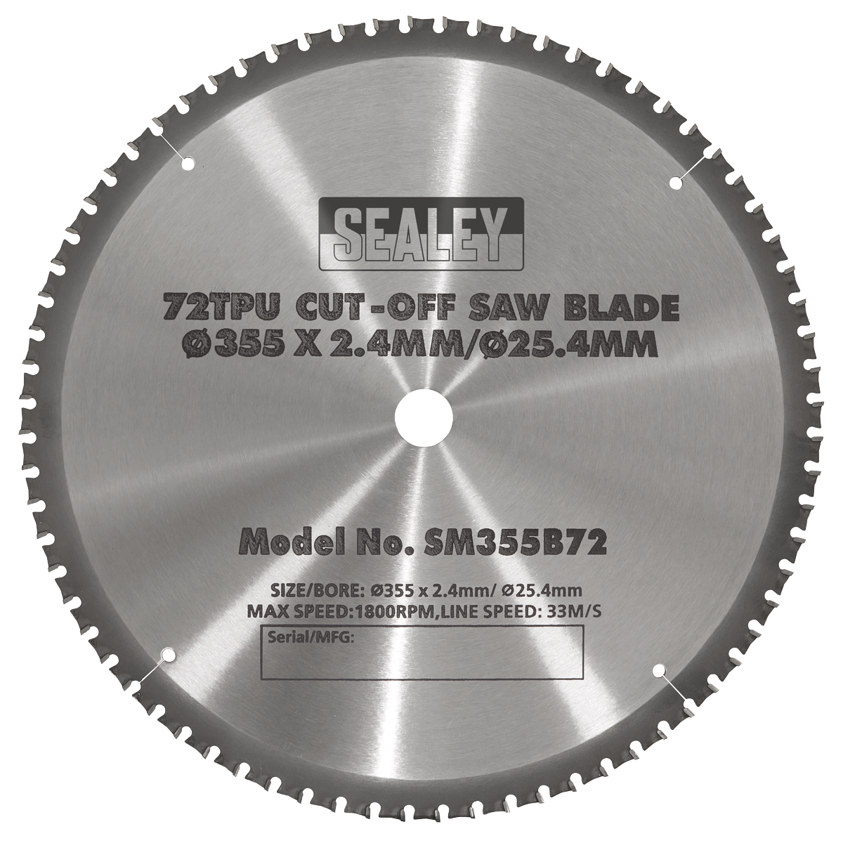 Sealey SM355B72 72tpu Cut-Off Saw Blade Ø355 x 2.4mm/Ø25.4mm - additional view 2
