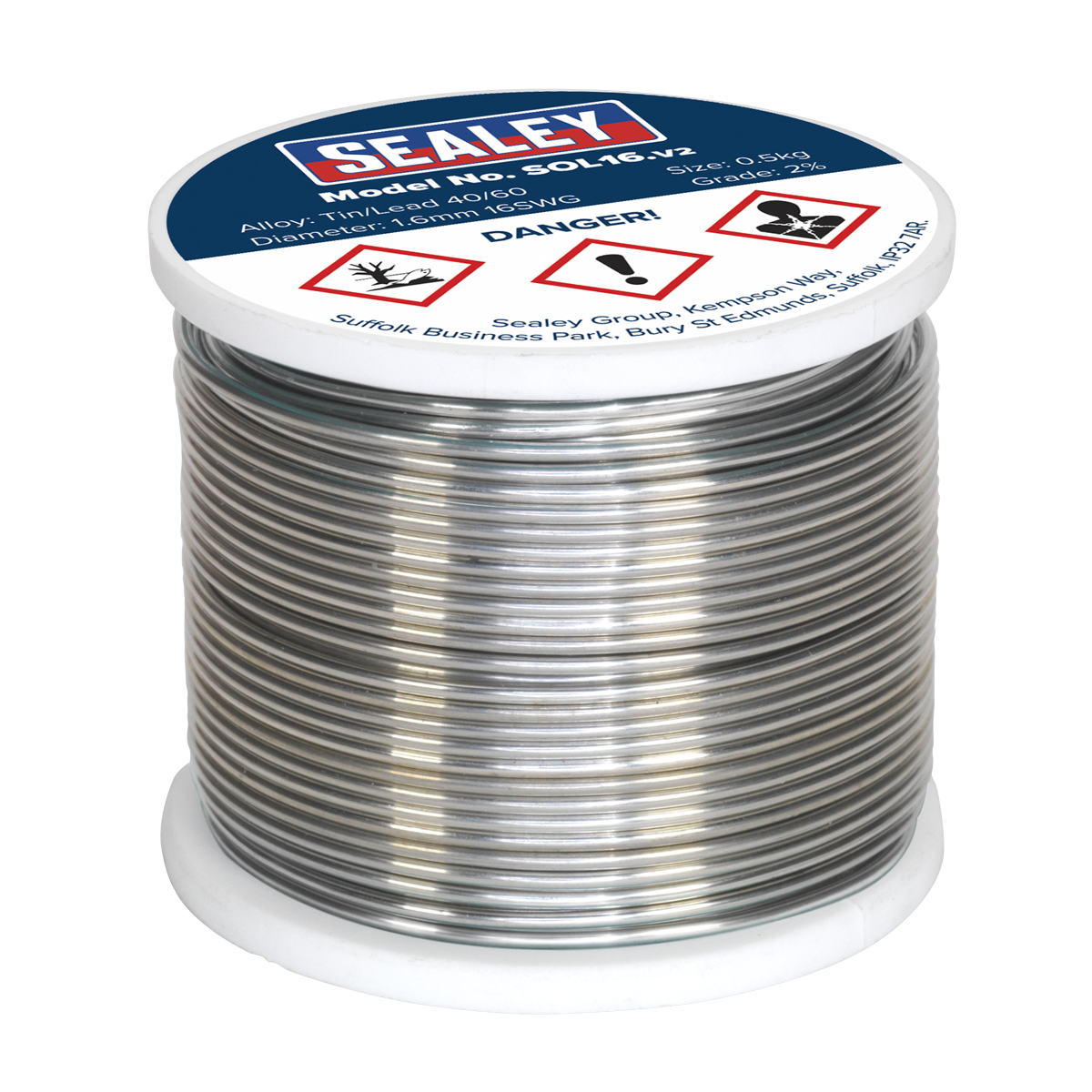 Sealey SOL16 Quick Flow Solder Wire 1.6mm/16SWG 0.5kg Reel - additional view 2