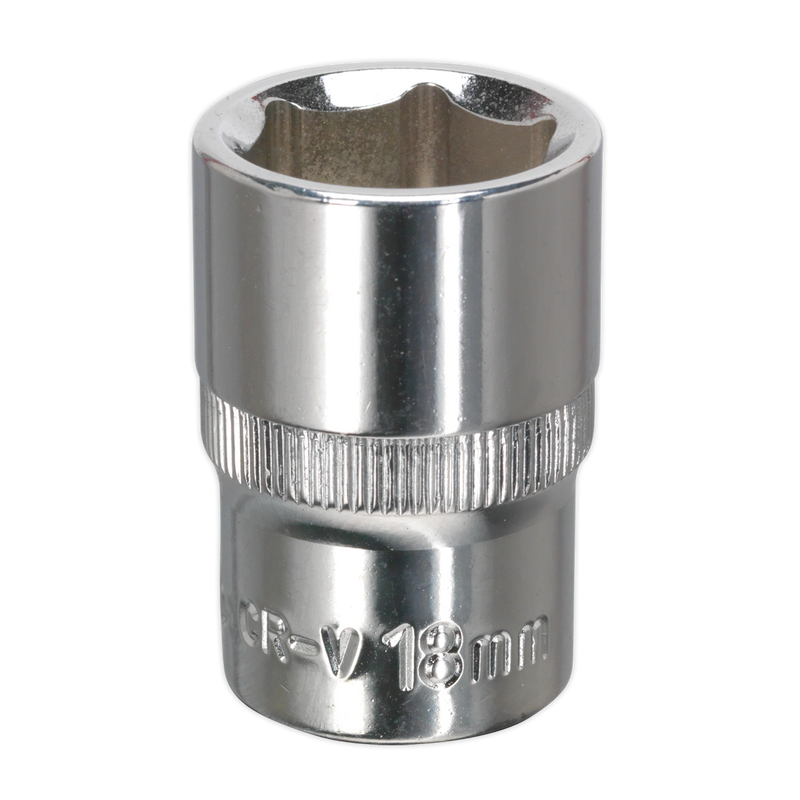 Sealey SP1218 Premier Fully Polished Socket 1/2"Sq Drive 18mm