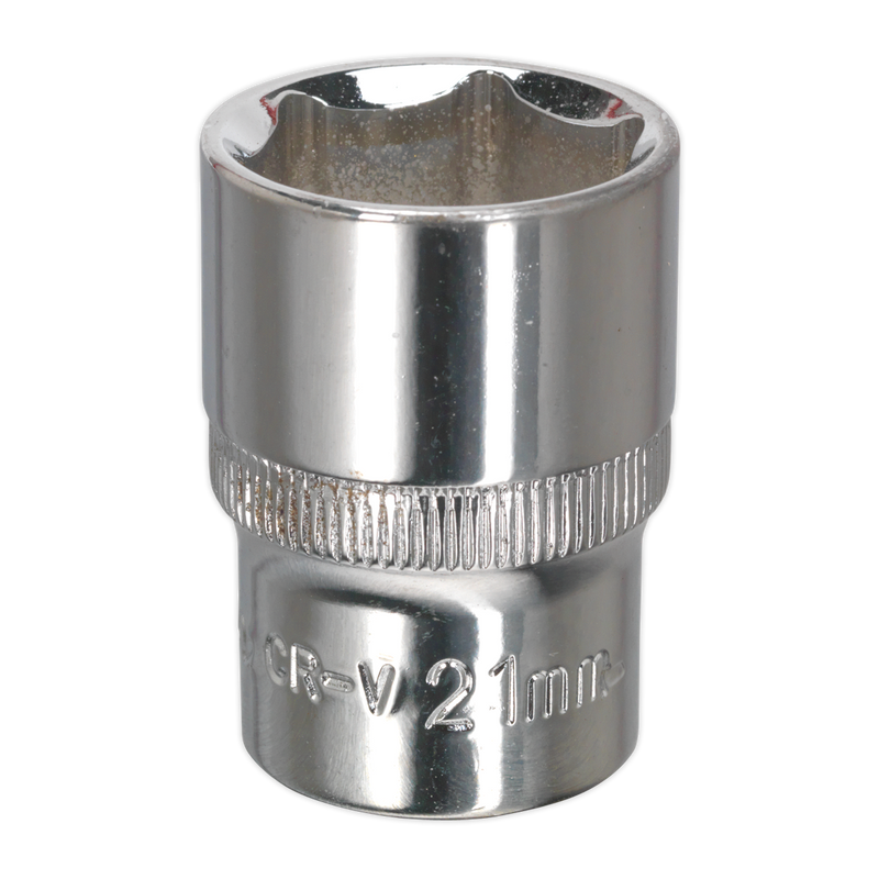 Sealey SP1221 Premier Fully Polished Socket 1/2"Sq Drive 21mm