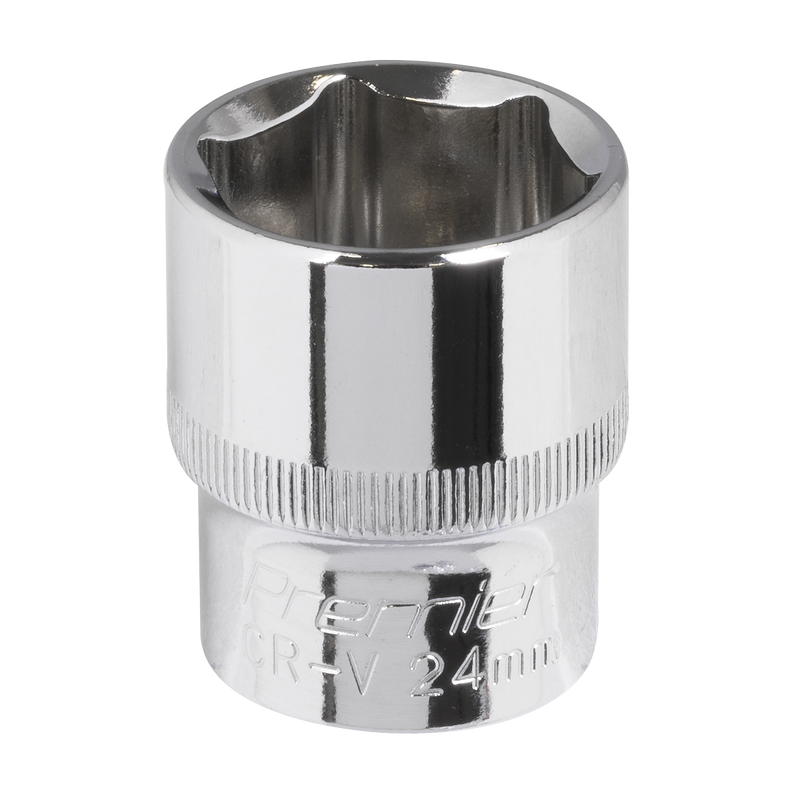 Sealey SP1224 Premier Fully Polished Socket 1/2"Sq Drive 24mm