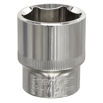 Sealey SP1227 Premier Fully Polished Socket 1/2"Sq Drive 27mm