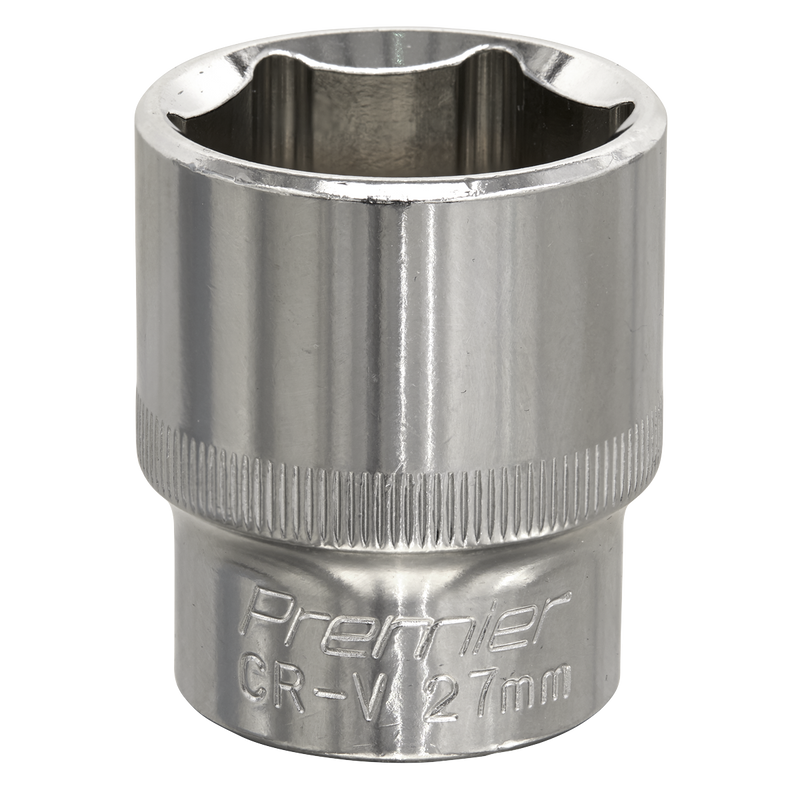 Sealey SP1227 Premier Fully Polished Socket 1/2"Sq Drive 27mm