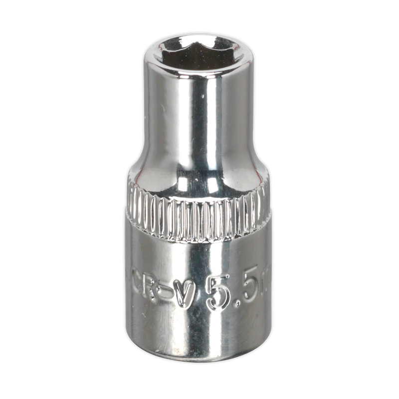 Sealey SP14055 Premier Fully Polished Socket 1/4"Sq Drive 5.5mm