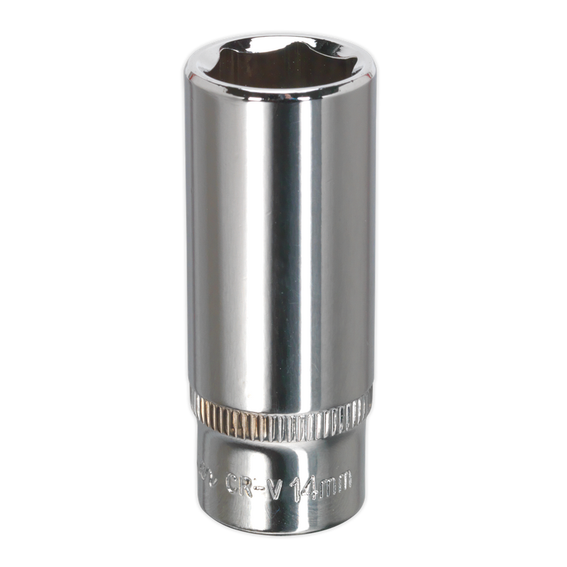 Sealey SP1414D Premier Fully Polished Deep Socket 1/4"Sq Drive 14mm